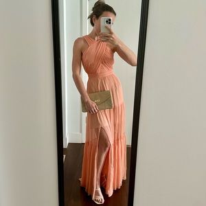 VERONICA BEARD Florencia Maxi Dress Leg Slit Coral NEW